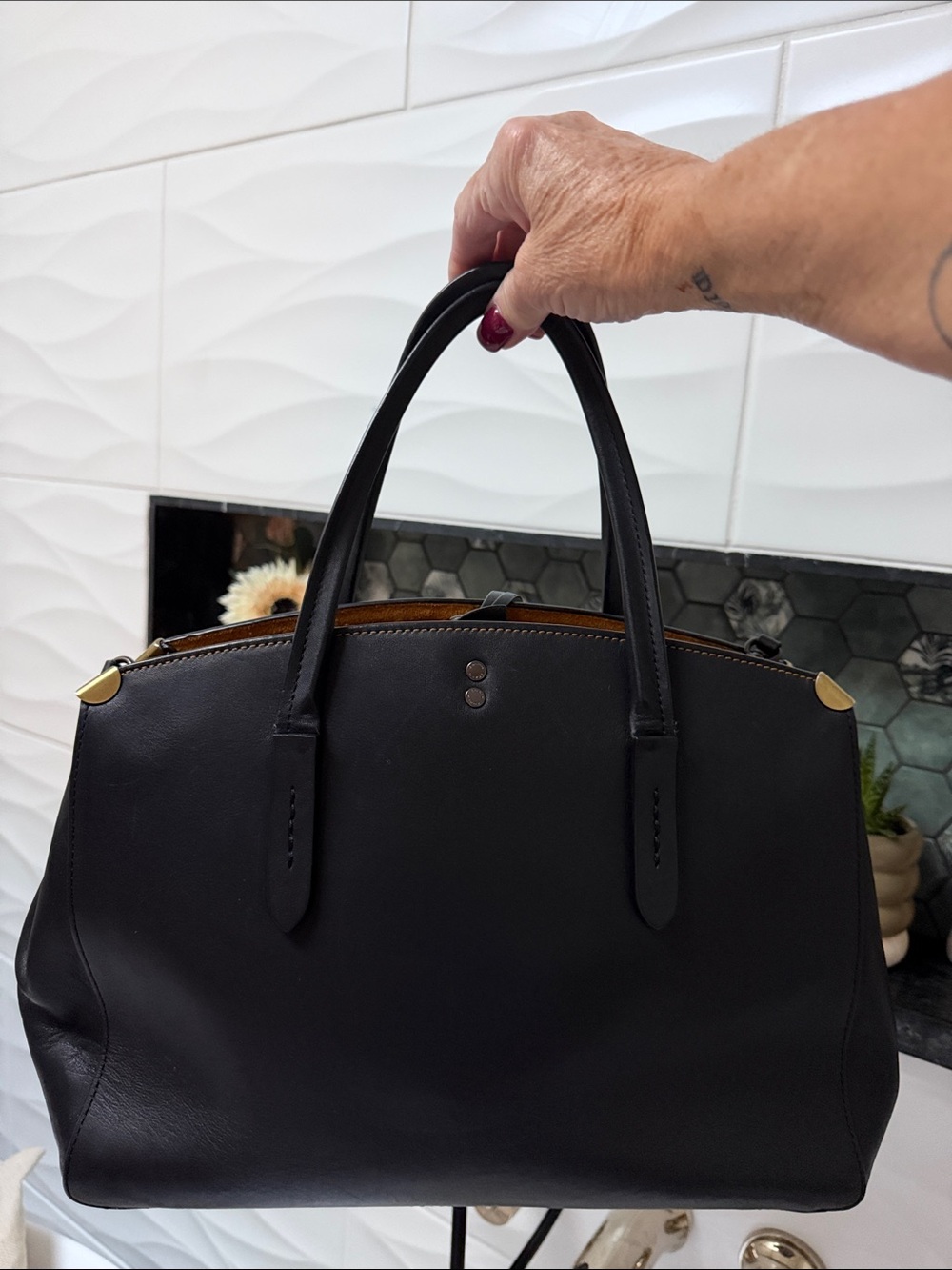 COACH 1941 COOPER CARRYALL BLACK LEATHER BAG 22821 - Picture 6 of 17